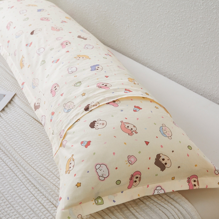 91家纺网 家纺一手货源 找家纺 翎盈家纺 2026新款小清新卡通全棉纯棉双人枕套长枕头套 糖果幼儿园