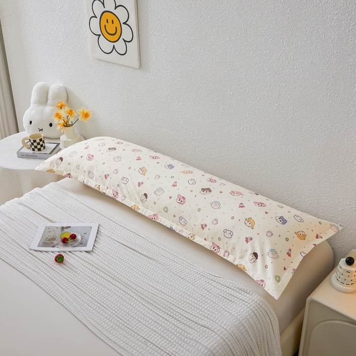 91家纺网 家纺一手货源 找家纺 翎盈家纺 2026新款小清新卡通全棉纯棉双人枕套长枕头套 糖果幼儿园