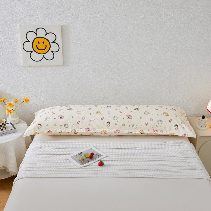 91家纺网 家纺一手货源 找家纺 翎盈家纺 2026新款小清新卡通全棉纯棉双人枕套长枕头套 糖果幼儿园