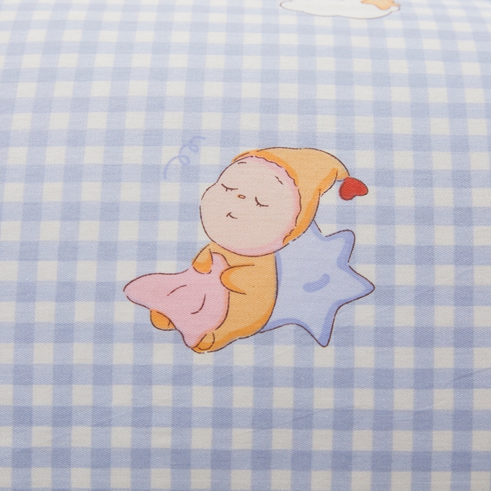 91家纺网 家纺一手货源 找家纺 翎盈家纺 2026新款小清新卡通全棉纯棉双人枕套长枕头套 甜梦小精灵-蓝