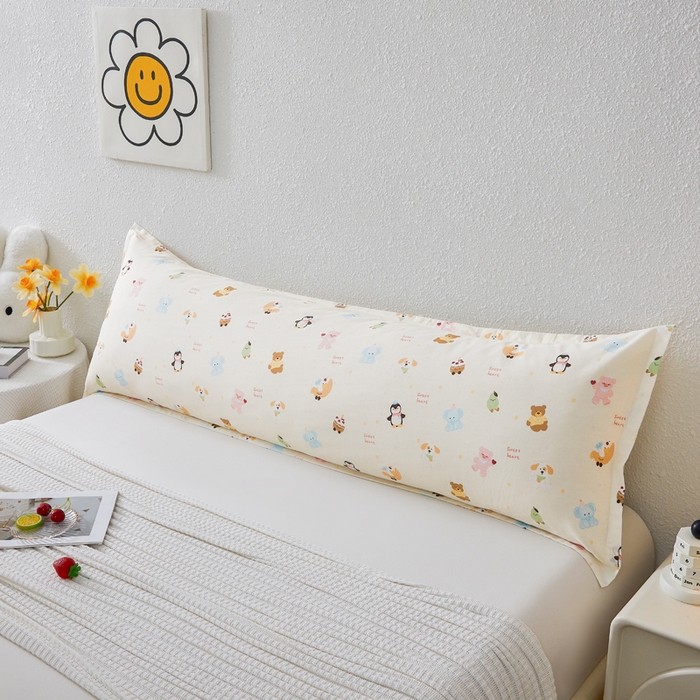 91家纺网 家纺一手货源 找家纺 翎盈家纺 2026新款小清新卡通全棉纯棉双人枕套长枕头套 甜蜜乐园