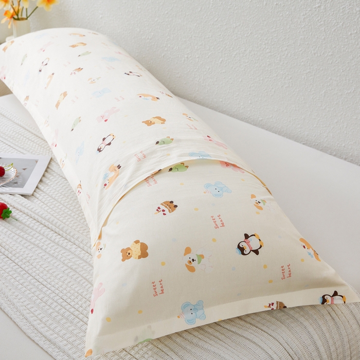 91家纺网 家纺一手货源 找家纺 翎盈家纺 2026新款小清新卡通全棉纯棉双人枕套长枕头套 甜蜜乐园