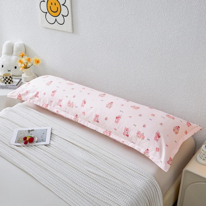 91家纺网 家纺一手货源 找家纺 翎盈家纺 2026新款小清新卡通全棉纯棉双人枕套长枕头套 童话街