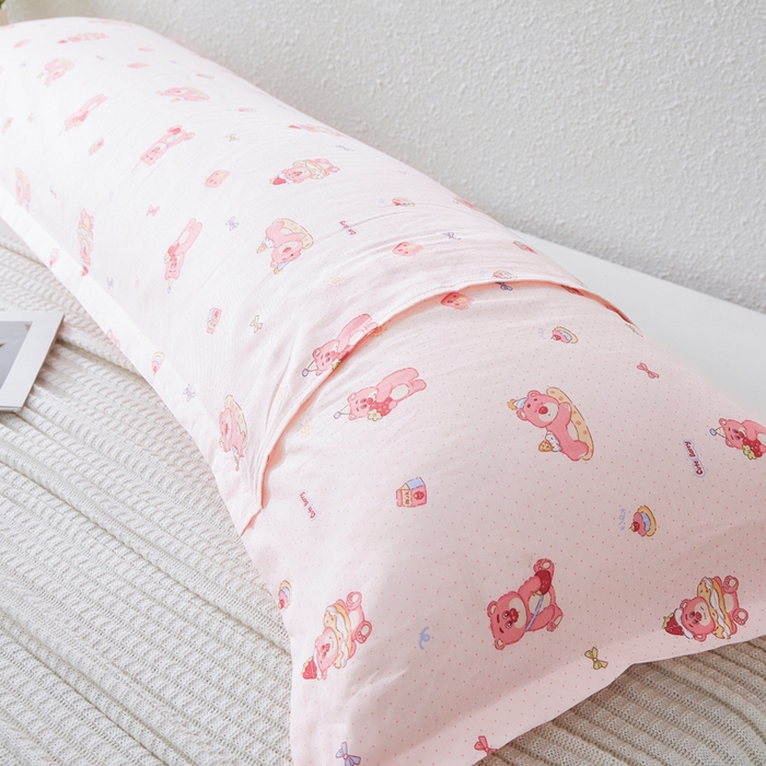 91家纺网 家纺一手货源 找家纺 翎盈家纺 2026新款小清新卡通全棉纯棉双人枕套长枕头套 童话街