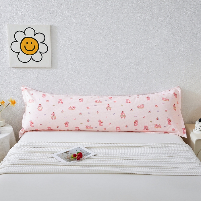 91家纺网 家纺一手货源 找家纺 翎盈家纺 2026新款小清新卡通全棉纯棉双人枕套长枕头套 童话街