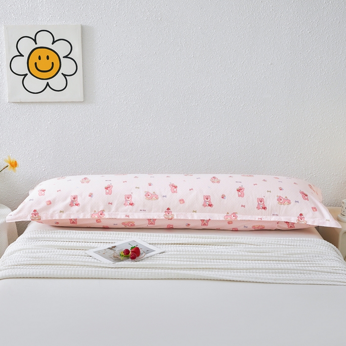 91家纺网 家纺一手货源 找家纺 翎盈家纺 2026新款小清新卡通全棉纯棉双人枕套长枕头套 童话街