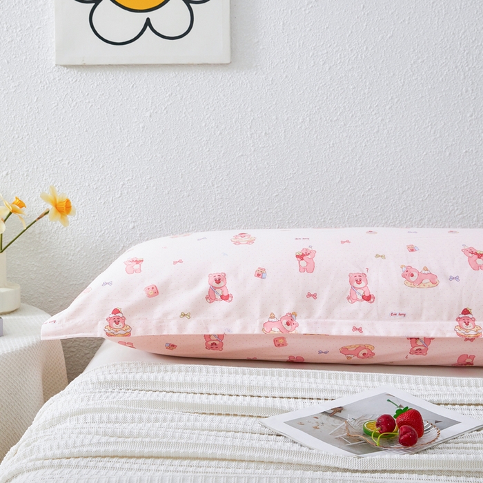 91家纺网 家纺一手货源 找家纺 翎盈家纺 2026新款小清新卡通全棉纯棉双人枕套长枕头套 童话街