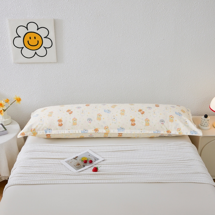 91家纺网 家纺一手货源 找家纺 翎盈家纺 2026新款小清新卡通全棉纯棉双人枕套长枕头套 童趣绘彩