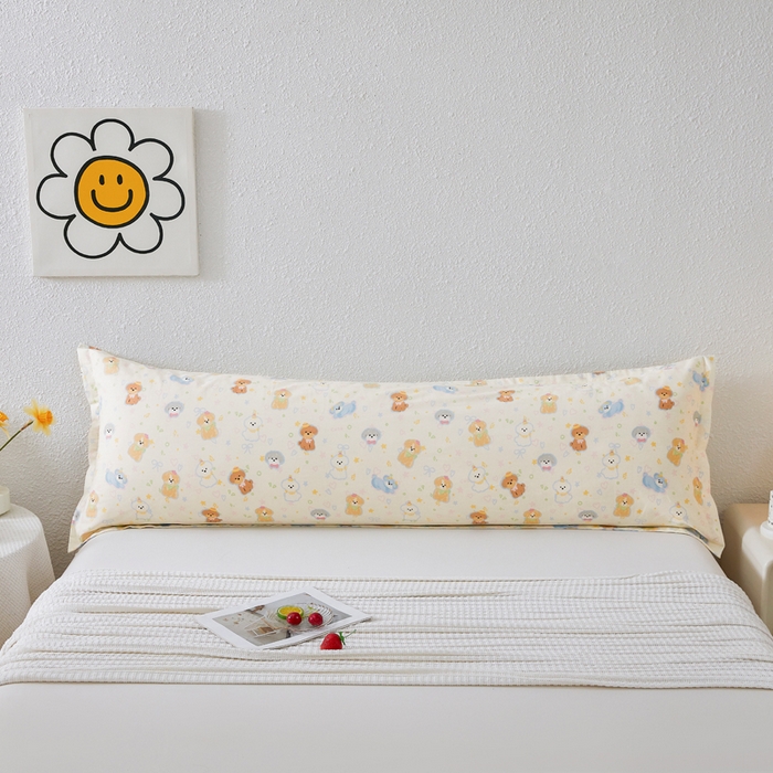 91家纺网 家纺一手货源 找家纺 翎盈家纺 2026新款小清新卡通全棉纯棉双人枕套长枕头套 童趣绘彩