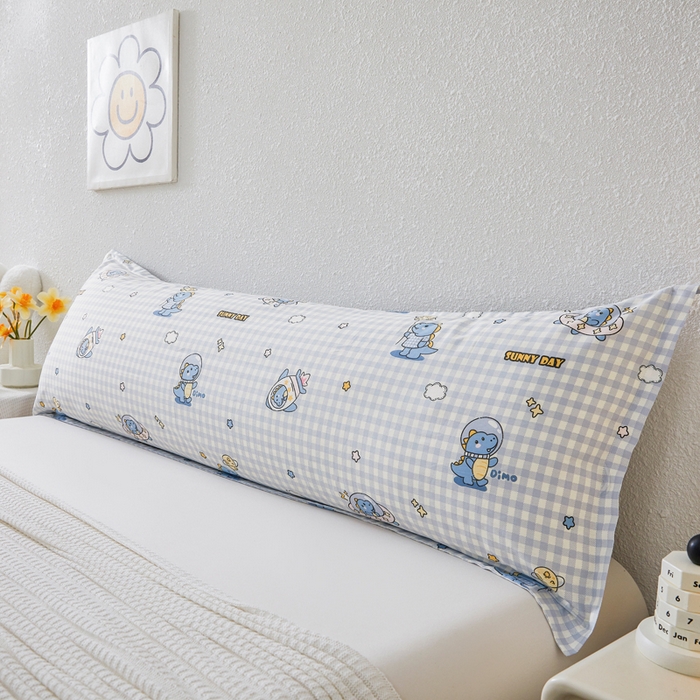 翎盈家纺 2026新款小清新卡通全棉纯棉双人枕套长枕头套 星际告白