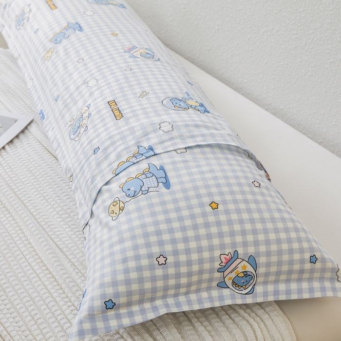 91家纺网 家纺一手货源 找家纺 翎盈家纺 2026新款小清新卡通全棉纯棉双人枕套长枕头套 星际告白