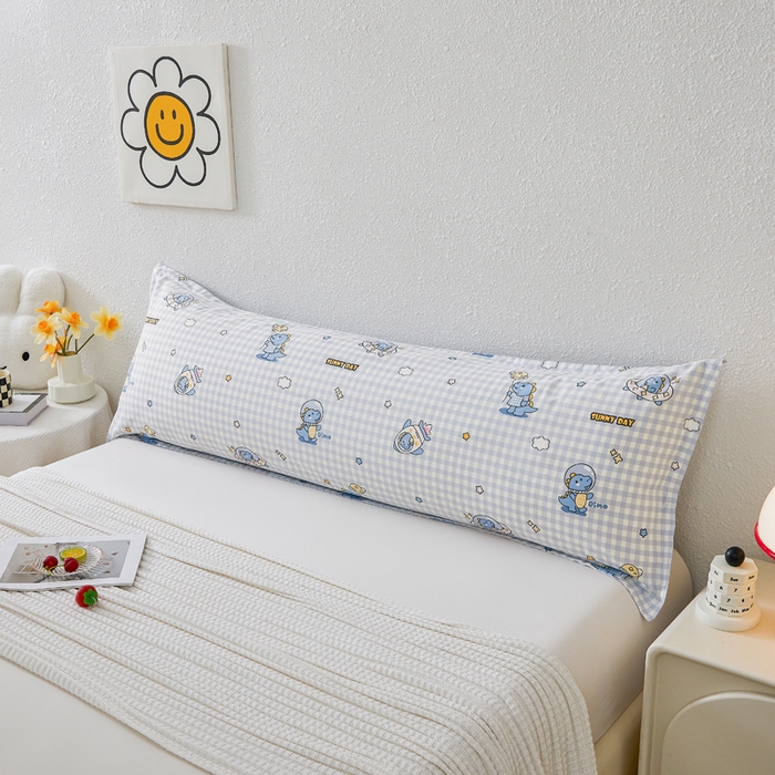91家纺网 家纺一手货源 找家纺 翎盈家纺 2026新款小清新卡通全棉纯棉双人枕套长枕头套 星际告白