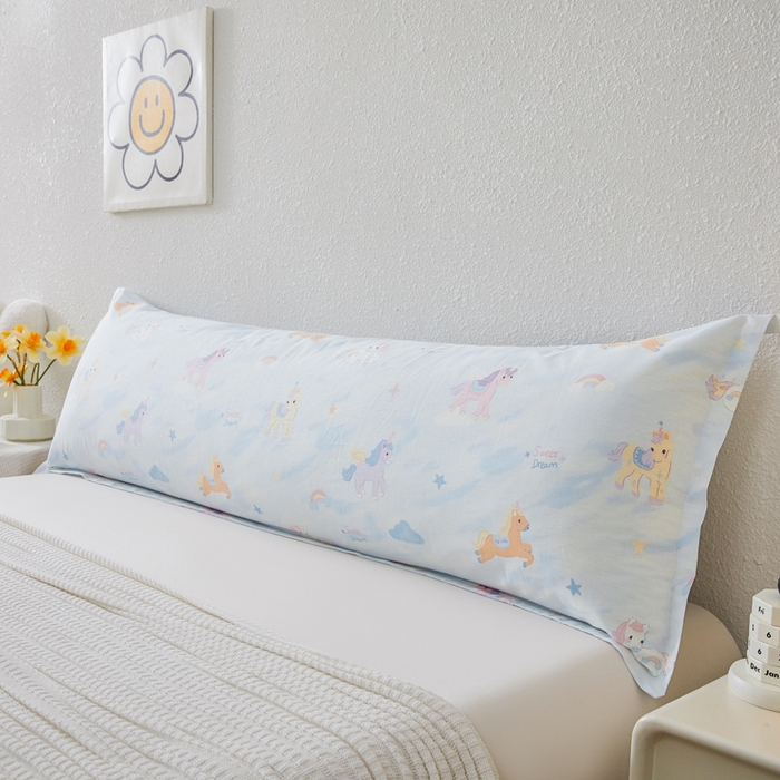 翎盈家纺 2026新款小清新卡通全棉纯棉双人枕套长枕头套 星芒小马