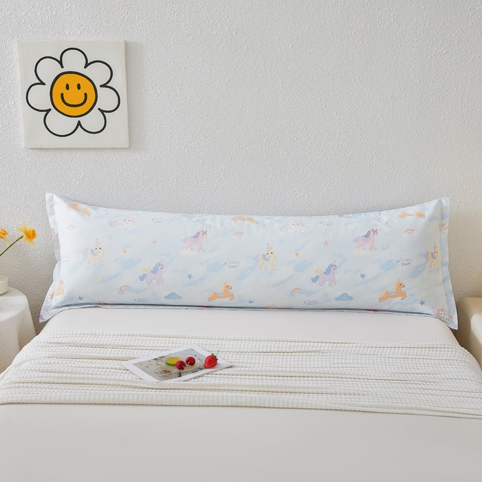 91家纺网 家纺一手货源 找家纺 翎盈家纺 2026新款小清新卡通全棉纯棉双人枕套长枕头套 星芒小马