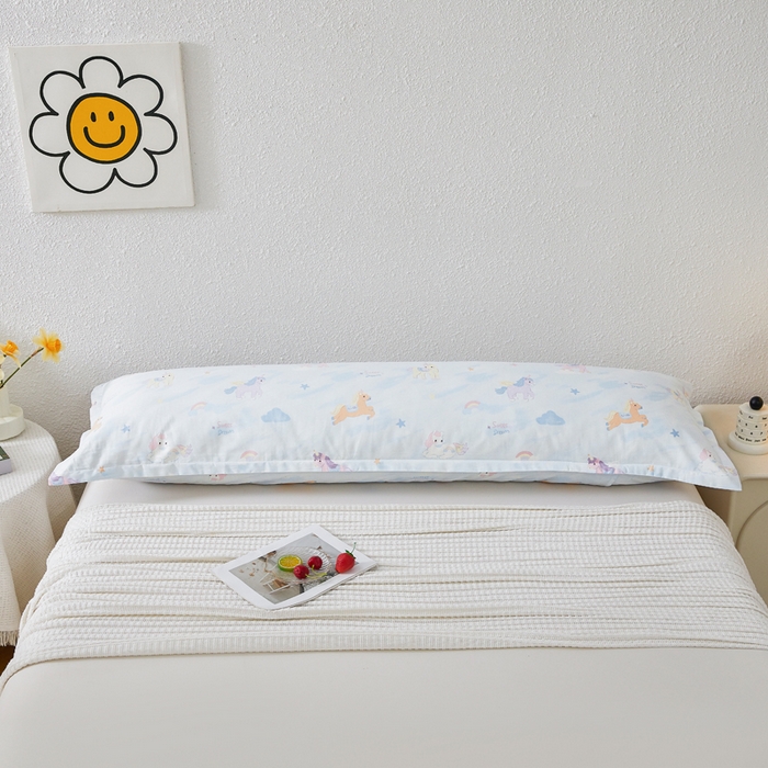 91家纺网 家纺一手货源 找家纺 翎盈家纺 2026新款小清新卡通全棉纯棉双人枕套长枕头套 星芒小马