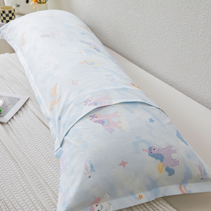 91家纺网 家纺一手货源 找家纺 翎盈家纺 2026新款小清新卡通全棉纯棉双人枕套长枕头套 星芒小马