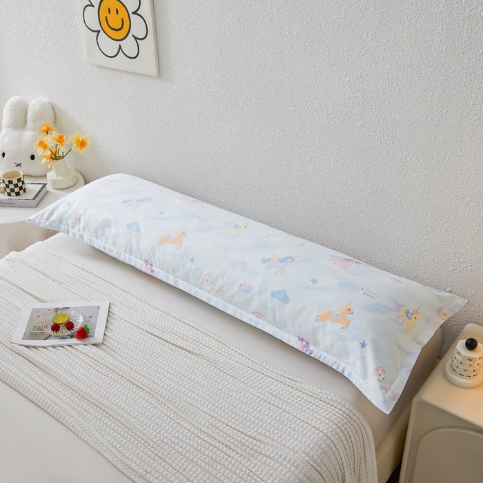 91家纺网 家纺一手货源 找家纺 翎盈家纺 2026新款小清新卡通全棉纯棉双人枕套长枕头套 星芒小马