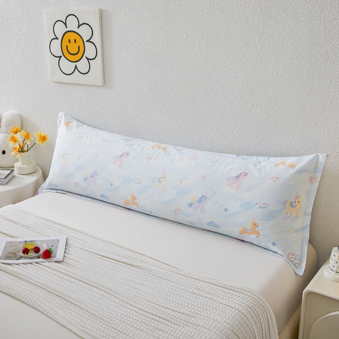 91家纺网 家纺一手货源 找家纺 翎盈家纺 2026新款小清新卡通全棉纯棉双人枕套长枕头套 星芒小马