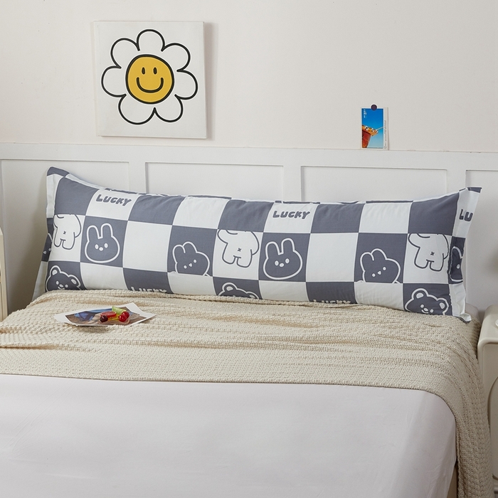 91家纺网 家纺一手货源 找家纺 翎盈家纺 2026新款小清新卡通全棉纯棉双人枕套长枕头套 幸运兔