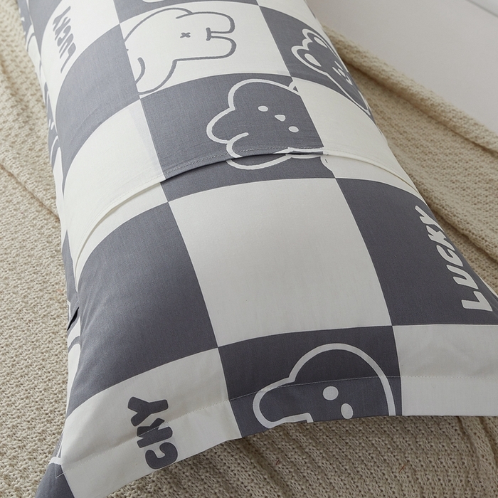 91家纺网 家纺一手货源 找家纺 翎盈家纺 2026新款小清新卡通全棉纯棉双人枕套长枕头套 幸运兔