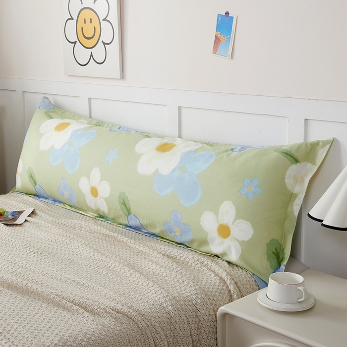 翎盈家纺 2026新款小清新卡通全棉纯棉双人枕套长枕头套 雅秀