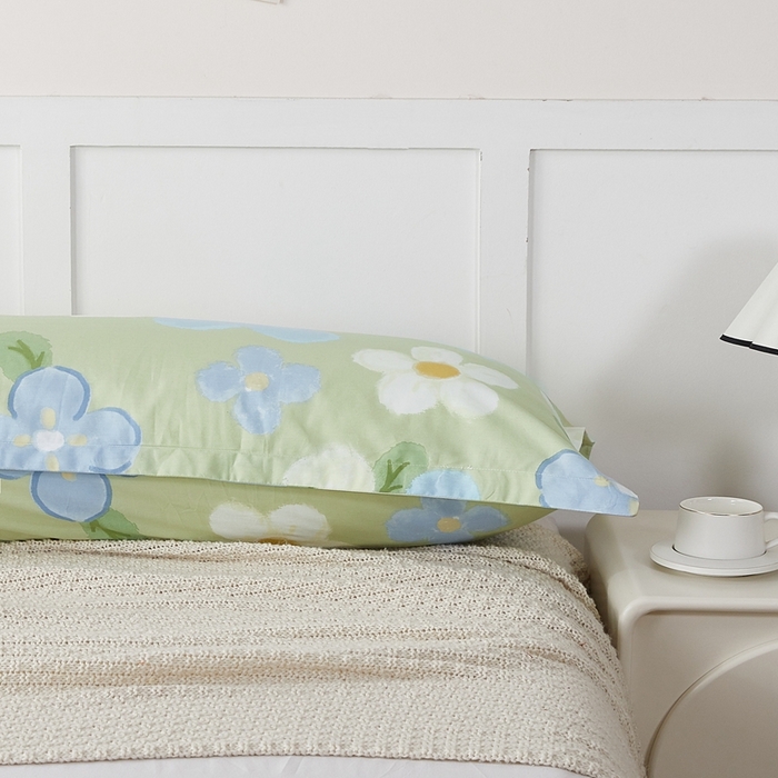 91家纺网 家纺一手货源 找家纺 翎盈家纺 2026新款小清新卡通全棉纯棉双人枕套长枕头套 雅秀