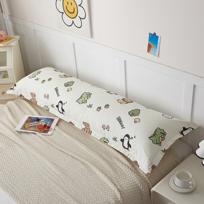 91家纺网 家纺一手货源 找家纺 翎盈家纺 2026新款小清新卡通全棉纯棉双人枕套长枕头套 野餐派对