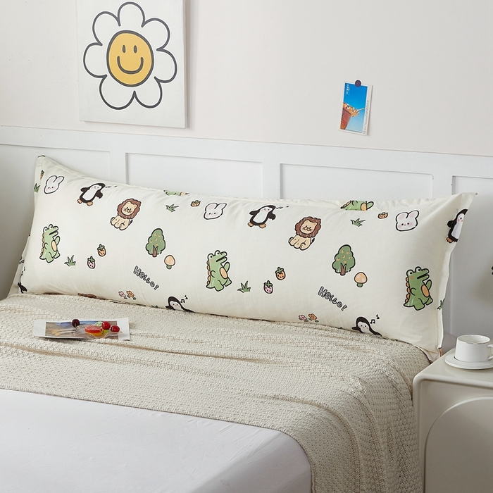 91家纺网 家纺一手货源 找家纺 翎盈家纺 2026新款小清新卡通全棉纯棉双人枕套长枕头套 野餐派对