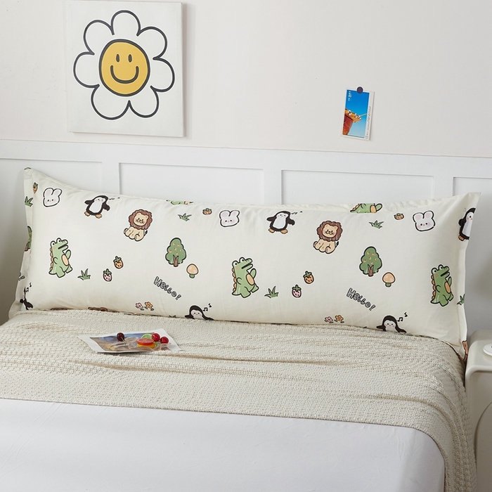 91家纺网 家纺一手货源 找家纺 翎盈家纺 2026新款小清新卡通全棉纯棉双人枕套长枕头套 野餐派对
