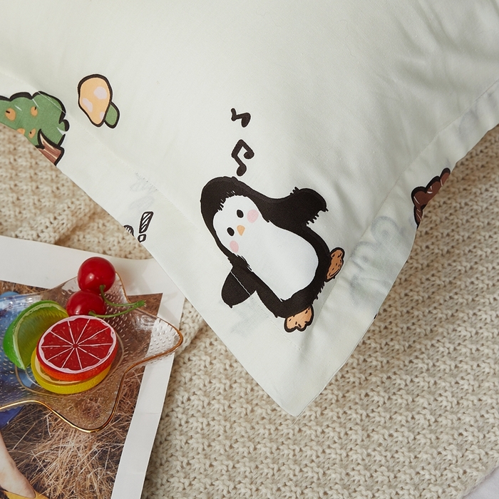 91家纺网 家纺一手货源 找家纺 翎盈家纺 2026新款小清新卡通全棉纯棉双人枕套长枕头套 野餐派对