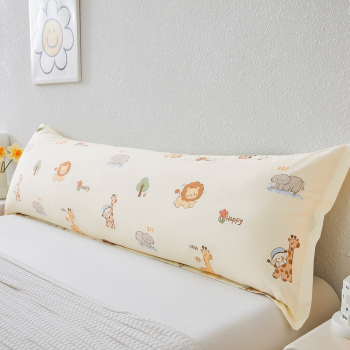 翎盈家纺 2026新款小清新卡通全棉纯棉双人枕套长枕头套 游乐园