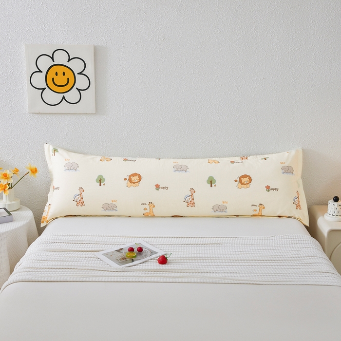 91家纺网 家纺一手货源 找家纺 翎盈家纺 2026新款小清新卡通全棉纯棉双人枕套长枕头套 游乐园