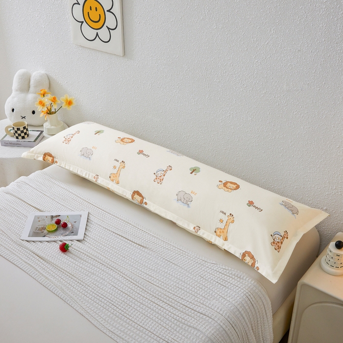 91家纺网 家纺一手货源 找家纺 翎盈家纺 2026新款小清新卡通全棉纯棉双人枕套长枕头套 游乐园