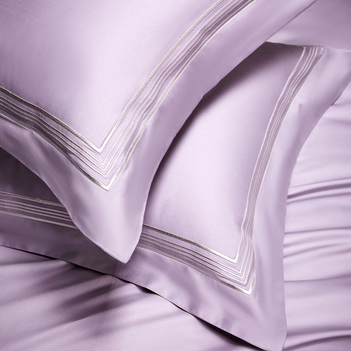 91家纺网 家纺一手货源 找家纺 佳汐蓝家纺 2026新款新疆长绒棉全棉纯棉轻奢五线刺绣四件套 薰衣紫