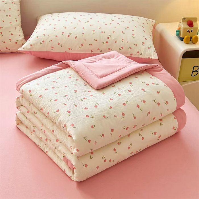 91家纺网 家纺一手货源 找家纺 （总）秋泽家纺 2025春夏新款水洗棉双层纱大豆纤维夏被夏凉被空调被