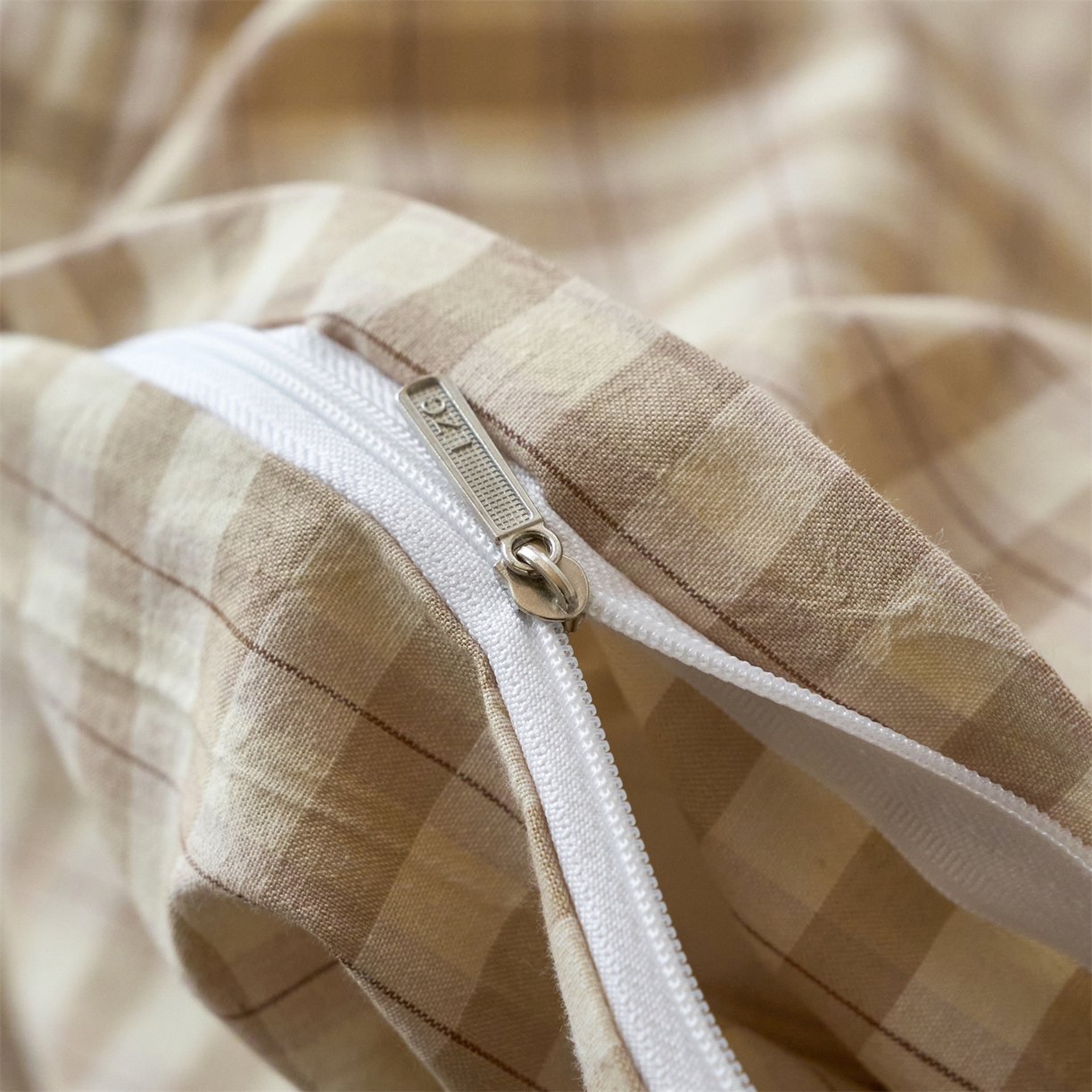 91家纺网 家纺一手货源 找家纺 兰紫橙家纺 2026新款全棉纯棉水洗棉四件套方格朵拉 方格-朵拉咖