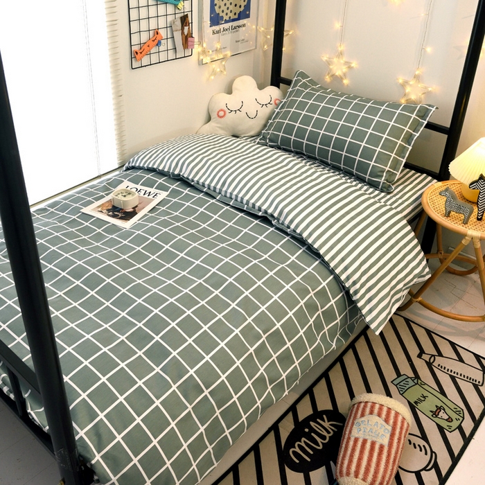 91家纺网 家纺一手货源 找家纺 朵希曼 2026新款印花全棉13372学生三件套系列 优雅格调-绿