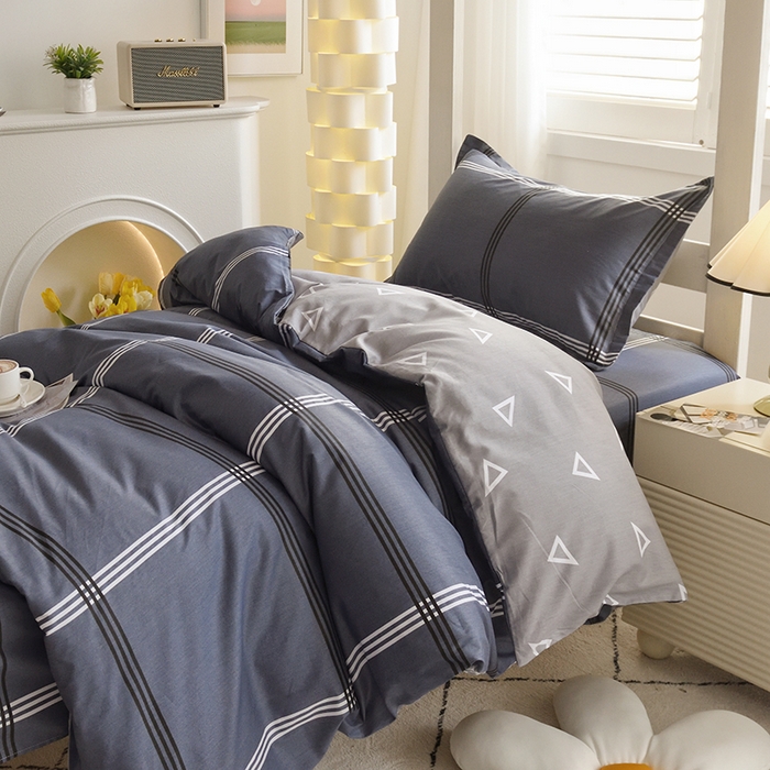 91家纺网 家纺一手货源 找家纺 朵希曼 2026新款全棉印花学生三件套系列 几何空间