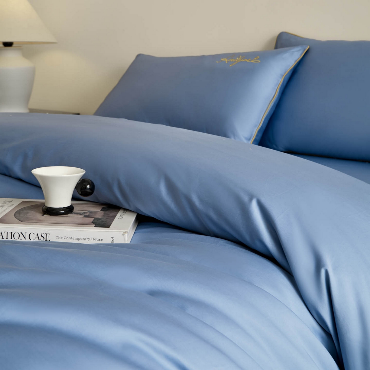 91家纺网 家纺一手货源 找家纺 涵宸家纺 2026新款全棉工艺款简奢刺绣四件套-千叶 千叶-兰