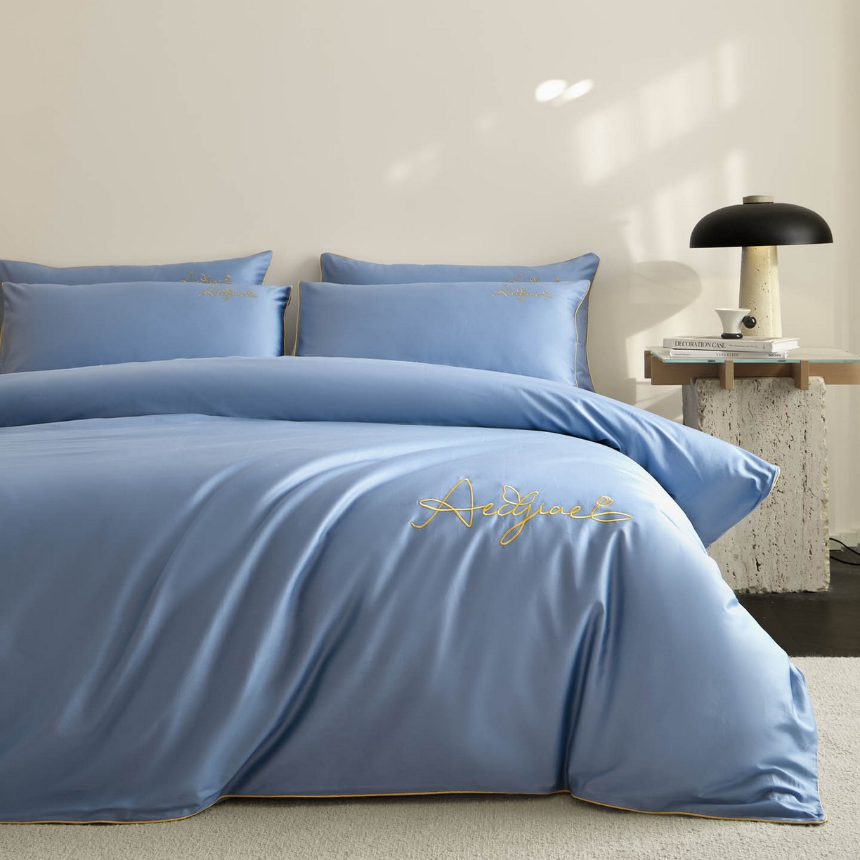 91家纺网 家纺一手货源 找家纺 涵宸家纺 2026新款全棉工艺款简奢刺绣四件套-千叶 千叶-兰