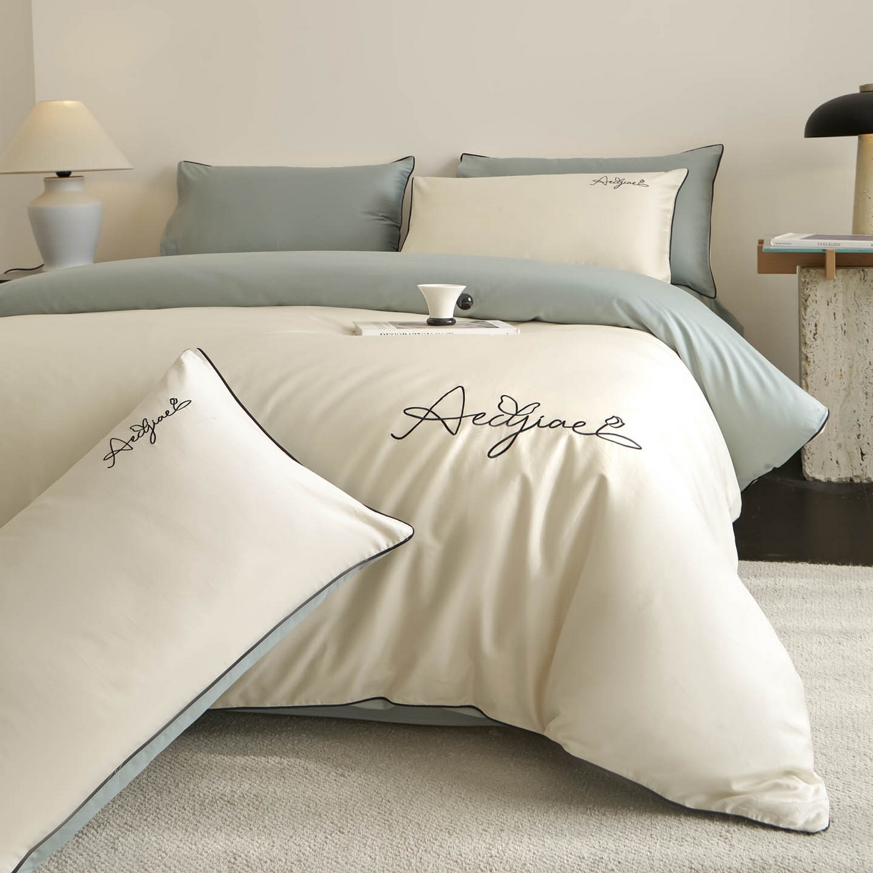 91家纺网 家纺一手货源 找家纺 涵宸家纺 2026新款全棉工艺款简奢刺绣四件套-千叶 千叶-闺秀