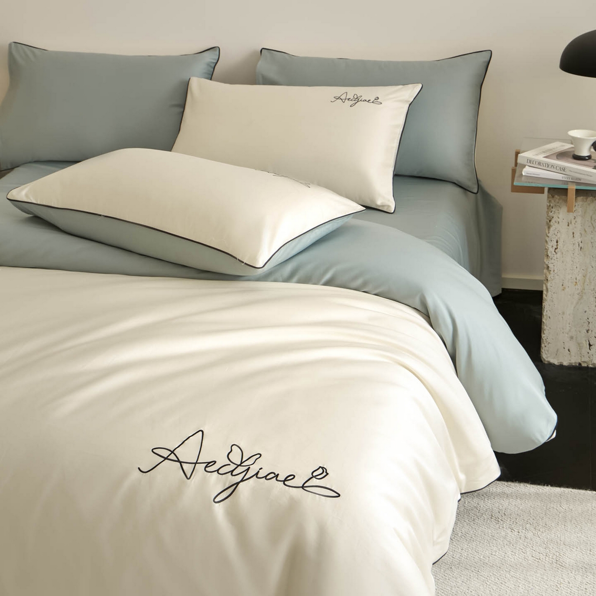 涵宸家纺 2026新款全棉工艺款简奢刺绣四件套-千叶 千叶-闺秀