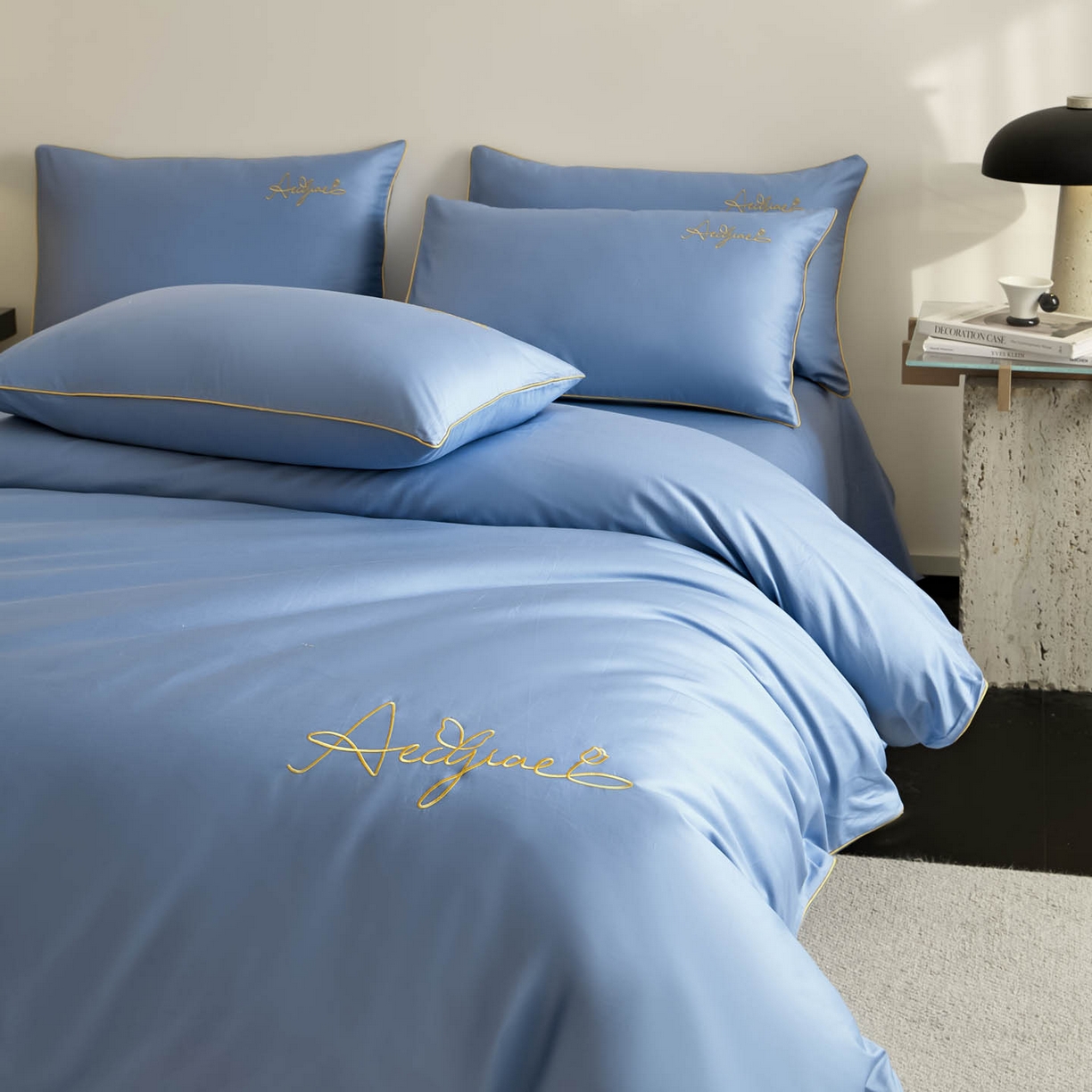 91家纺网 家纺一手货源 找家纺 涵宸家纺 2026新款全棉工艺款简奢刺绣四件套-千叶 千叶-兰