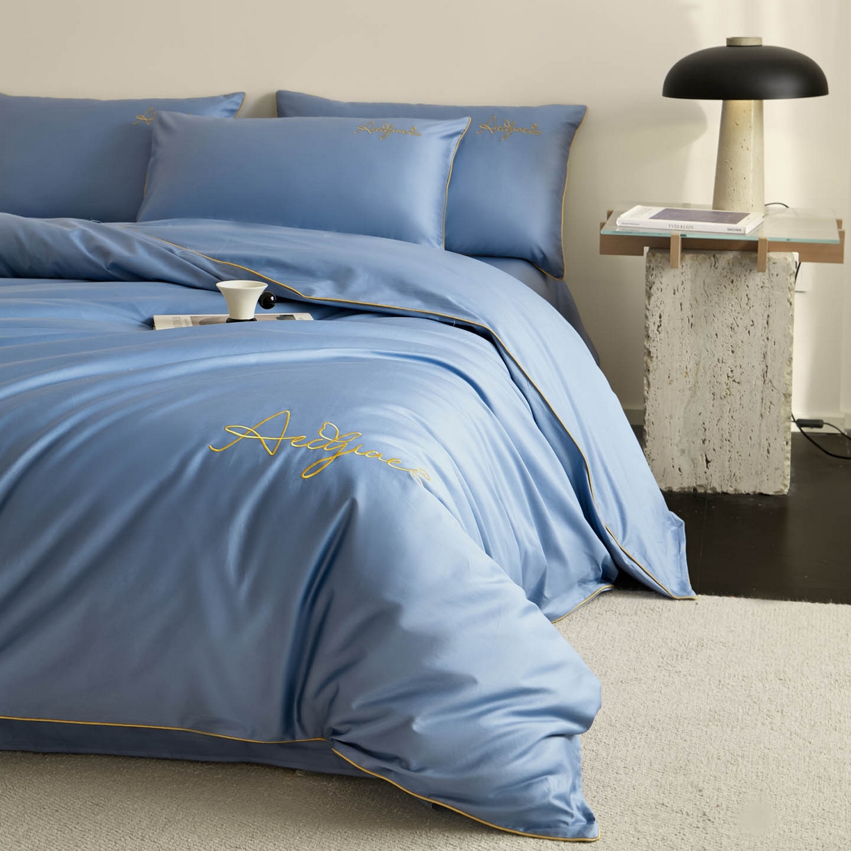 91家纺网 家纺一手货源 找家纺 涵宸家纺 2026新款全棉工艺款简奢刺绣四件套-千叶 千叶-兰