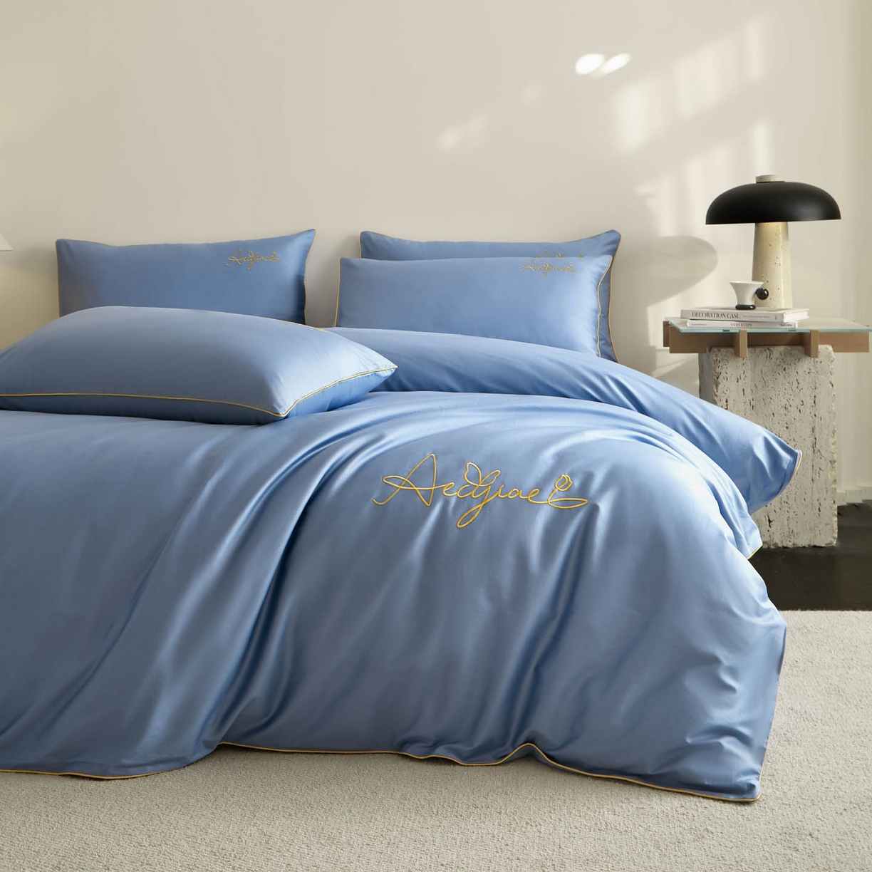 91家纺网 家纺一手货源 找家纺 涵宸家纺 2026新款全棉工艺款简奢刺绣四件套-千叶 千叶-兰