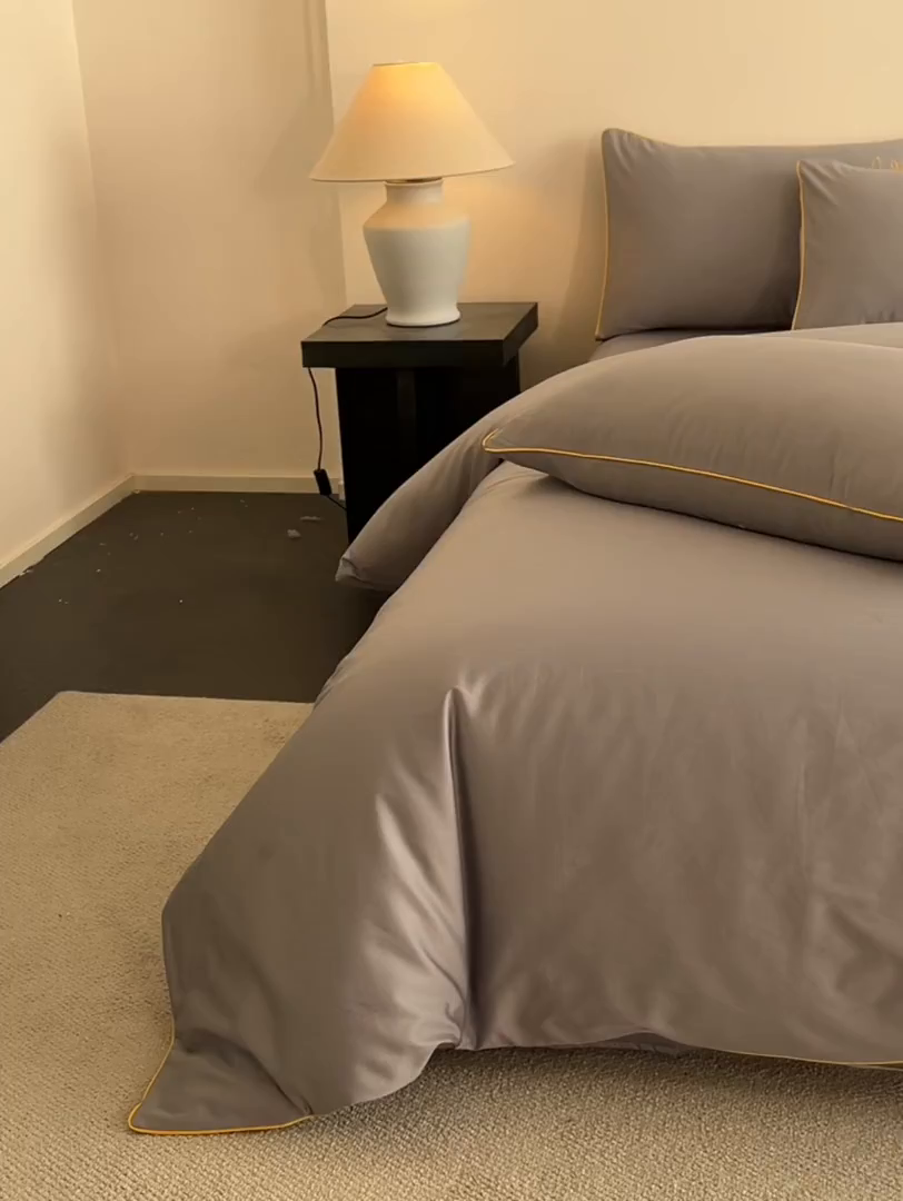 91家纺网 家纺一手货源 找家纺 涵宸家纺 2026新款全棉工艺款简奢刺绣四件套-千叶 千叶-山灰