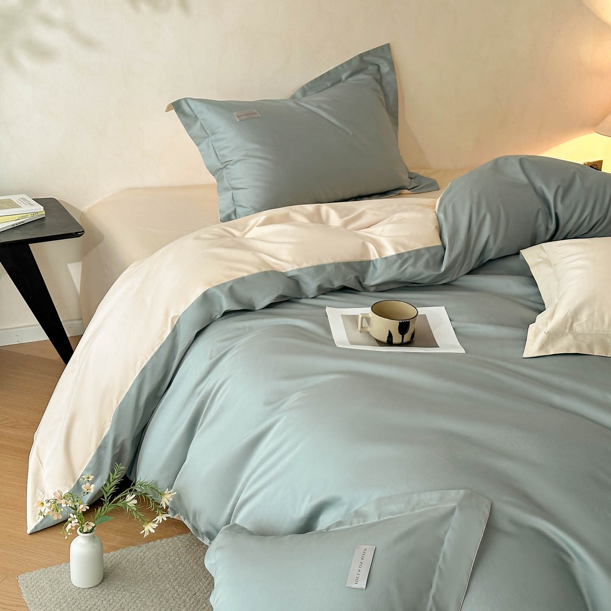 91家纺网 家纺一手货源 找家纺 涵宸家纺 2026新款全棉工艺款简奢织标四件套-彼得 彼得-绿