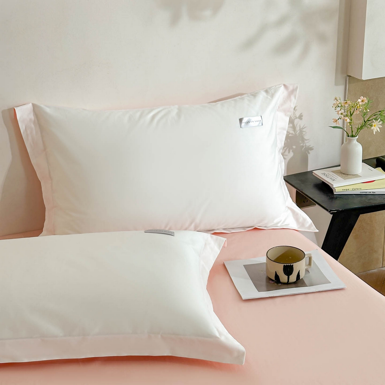 91家纺网 家纺一手货源 找家纺 涵宸家纺 2026新款全棉工艺款简奢织标四件套-彼得 彼得-米浅粉