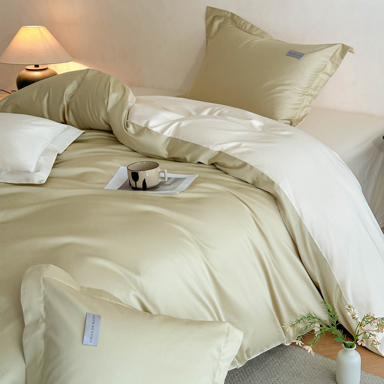 91家纺网 家纺一手货源 找家纺 涵宸家纺 2026新款全棉工艺款简奢织标四件套-彼得 彼得-柠檬