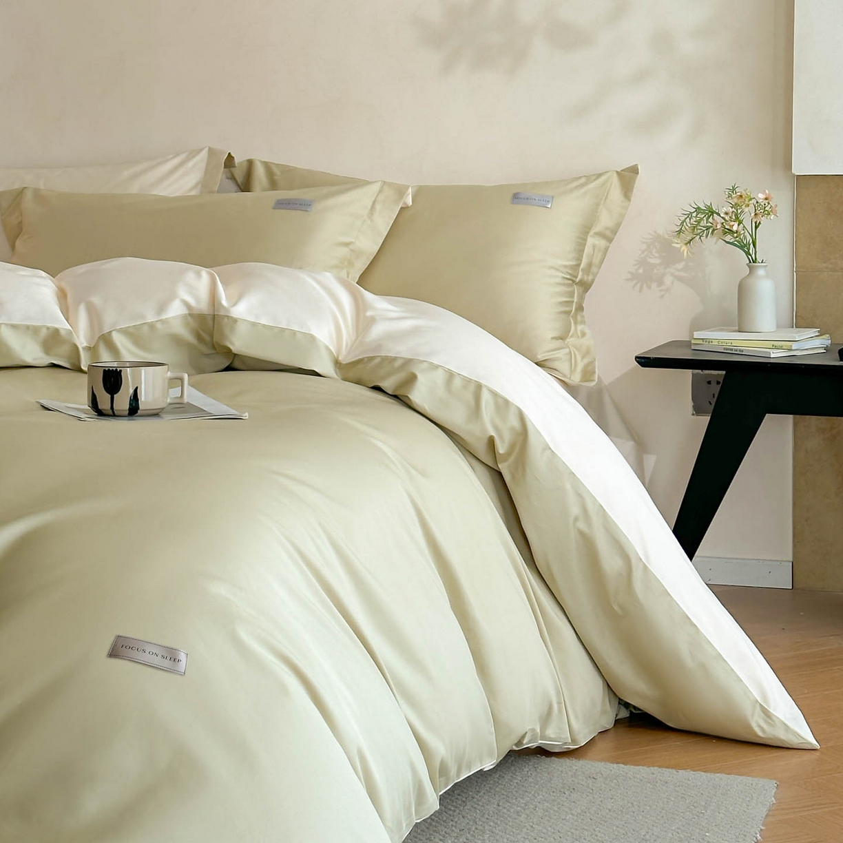 91家纺网 家纺一手货源 找家纺 涵宸家纺 2026新款全棉工艺款简奢织标四件套-彼得 彼得-柠檬